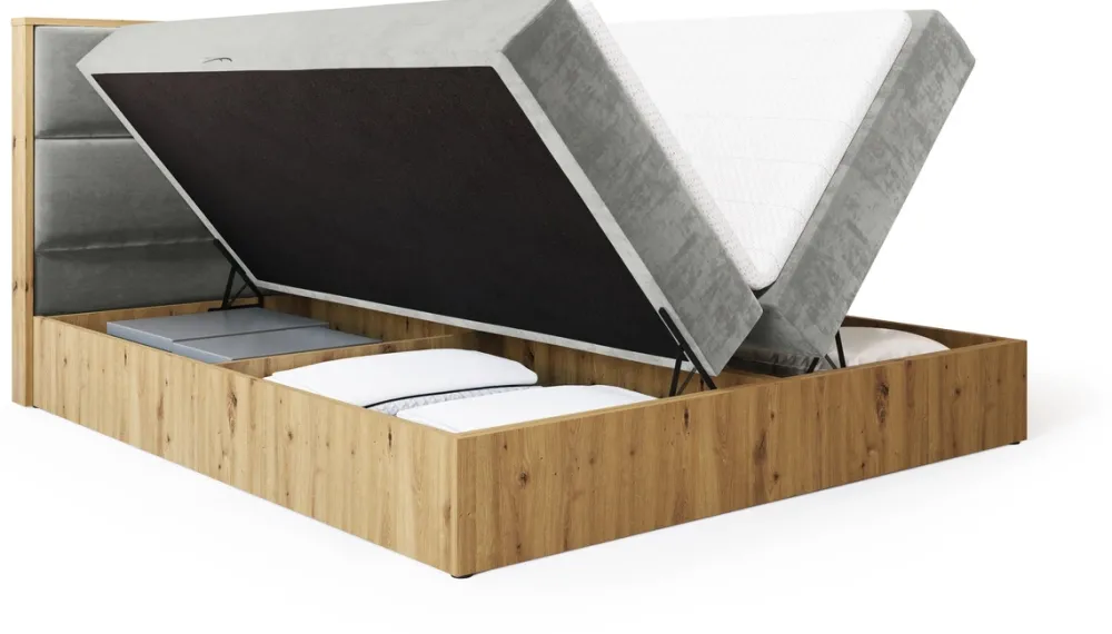 Łóżka Małżeńskie|Łóżka Z Zagłówkiem>BROMARKT Małżeńskie łózko kontynentalne 180x200 cm do sypialni LOFT dąb artisan