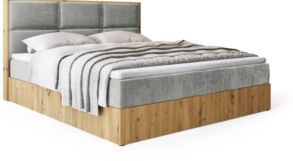 Łóżka Małżeńskie|Łóżka Z Zagłówkiem>BROMARKT Małżeńskie łózko kontynentalne 180x200 cm do sypialni LOFT dąb artisan