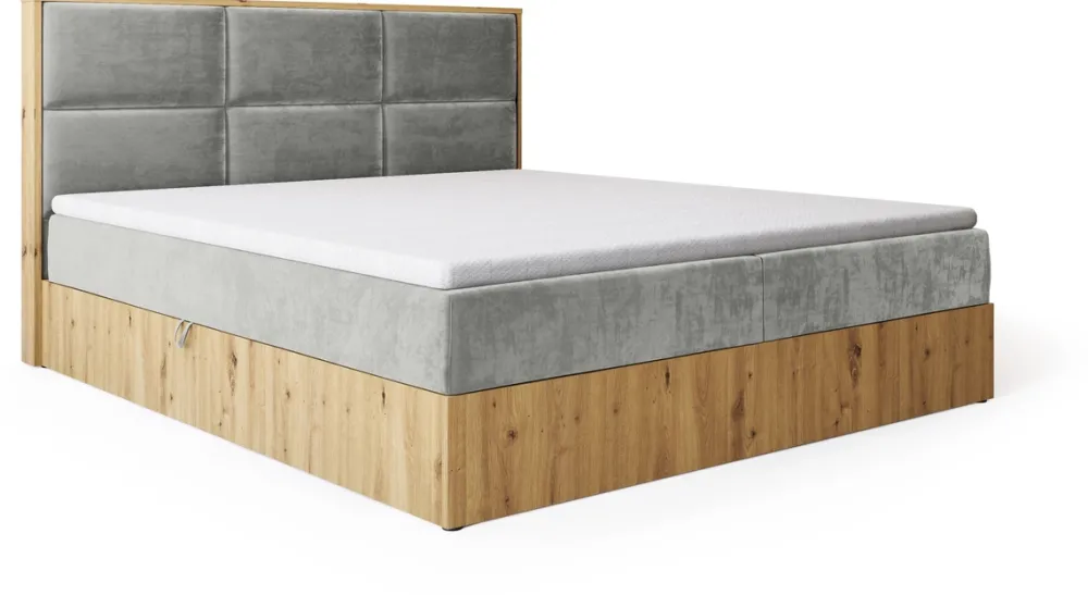 Łóżka Małżeńskie|Łóżka Z Zagłówkiem>BROMARKT Małżeńskie łózko kontynentalne 180x200 cm do sypialni LOFT dąb artisan