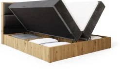 Meble Młodzieżowe|Łóżka Młodzieżowe>BROMARKT Małżeńskie łózko kontynentalne 140x200 cm do sypialni LOFT dąb artisan