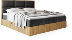 Łóżka Małżeńskie|Łóżka Ze Stelażem></noscript>BROMARKT Małżeńskie łózko kontynentalne 180x200 cm do sypialni LOFT dąb artisan