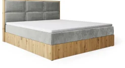 Meble Młodzieżowe|Łóżka Młodzieżowe></noscript>BROMARKT Małżeńskie łózko kontynentalne 140x200 cm do sypialni LOFT dąb artisan