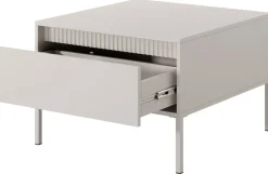 Ławy I Stoliki></noscript>LASKI Mały owy stolik kawowy z szufladą 68 cm SAREVO beż