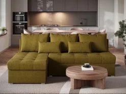 Meble Dla Dzieci|Narożniki></noscript>BROMARKT Mały narożnik z funkcją spania do salonu HOT SLIM musztardowy