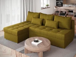 Meble Dla Dzieci|Narożniki></noscript>BROMARKT Mały narożnik z funkcją spania do salonu HOT SLIM musztardowy