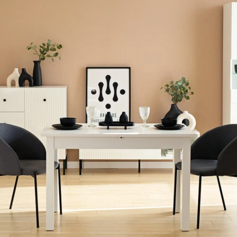 Stoły Rozkładane|Stoły>INTER MEBLE Mały stół rozkładany do jadalni NOSTE 120 cm biały