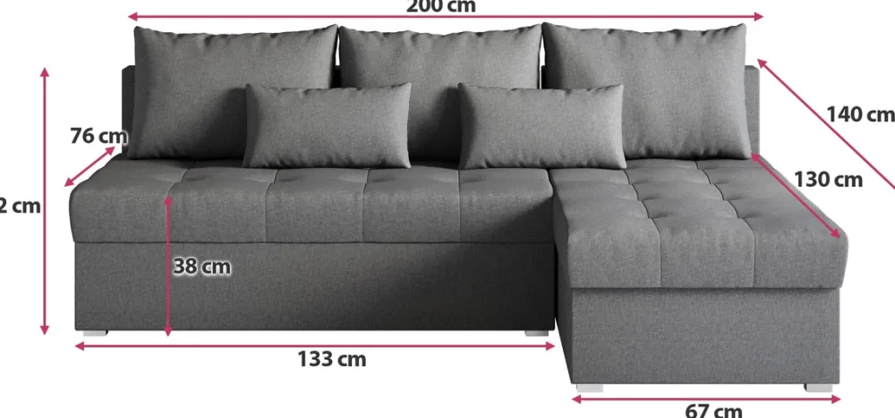 Meble Młodzieżowe|Meble Dla Dzieci>BROMARKT Mały szary narożnik z funkcją spania do salonu HOT SLIM