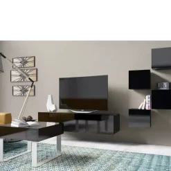 Zestawy Mebli Młodzieżowych>GiB Meble Meble do pokoju dziennego z ławą połysk MODERN 21 czarny