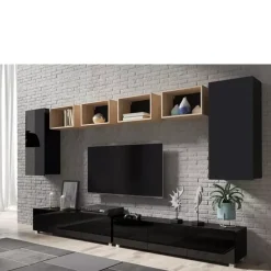 Zestawy Mebli Młodzieżowych|Meblościanki>GiB Meble Meble do salonu czarny połysk MODERN 35
