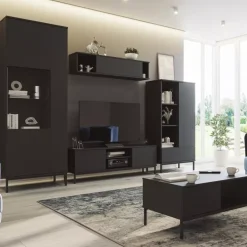 Zestawy Mebli Do Salonu>GiB Meble Meble do salonu nowoczesne QUARTE Czarne czarny