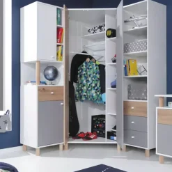 Zestawy Mebli Młodzieżowych></noscript>MEBLAR Meble młodzieżowe łóżko szafa narożna FRADA