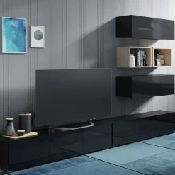Zestawy Mebli Młodzieżowych|Meblościanki>GiB Meble Meble systemowe czarny połysk MODERN 27