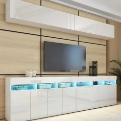 Meblościanki|Zestawy Mebli Do Salonu>BROMARKT Meblościanka biała połysk 280 cm PREMIUM biały