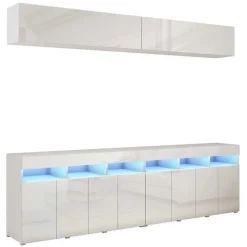 Meblościanki|Zestawy Mebli Do Salonu>BROMARKT Meblościanka biała połysk 280 cm PREMIUM biały