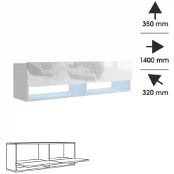 Zestawy Mebli Do Salonu|Meblościanki></noscript>BROMARKT Meblościanka biała połysk PREMIUM biały