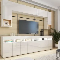 Meblościanki|Zestawy Mebli Do Salonu>BROMARKT Meblościanka biała połysk PREMIUM biały