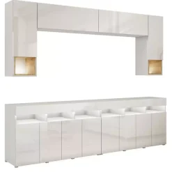 Meblościanki|Zestawy Mebli Do Salonu></noscript>BROMARKT Meblościanka biała połysk PREMIUM biały