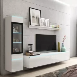 Meblościanki>BRATEX Meblościanka biała VELLORE połysk biały