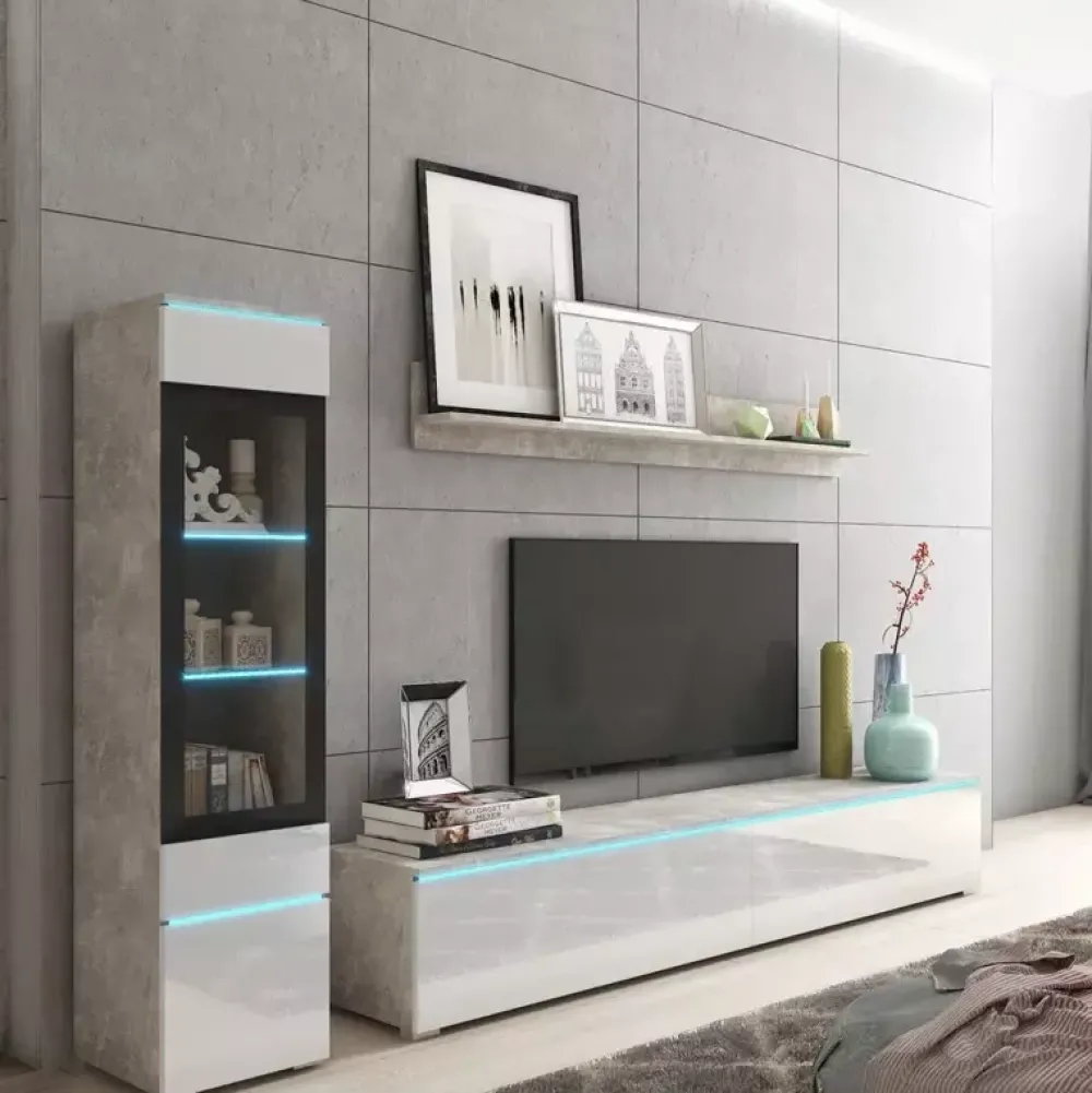 Meblościanki>BRATEX Meblościanka biała VELLORE połysk biały