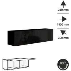 Zestawy Mebli Do Salonu|Meblościanki></noscript>BROMARKT Meblościanka czarna połysk 280 cm PREMIUM czarny