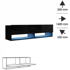 Zestawy Mebli Do Salonu|Meblościanki></noscript>BROMARKT Meblościanka czarna połysk PREMIUM czarny