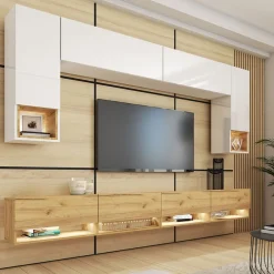 Zestawy Mebli Do Salonu|Meblościanki>BROMARKT Meblościanka do pokoju biała PREMIUM