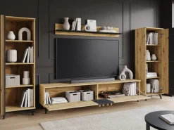 Zestawy Mebli Do Salonu|Meblościanki>BRATEX Meblościanka do pokoju dąb artisan czarny grafit HOMELY