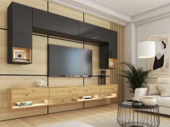 Meblościanki|Zestawy Mebli Do Salonu></noscript>BROMARKT Meblościanka do pokoju dąb złoty PREMIUM