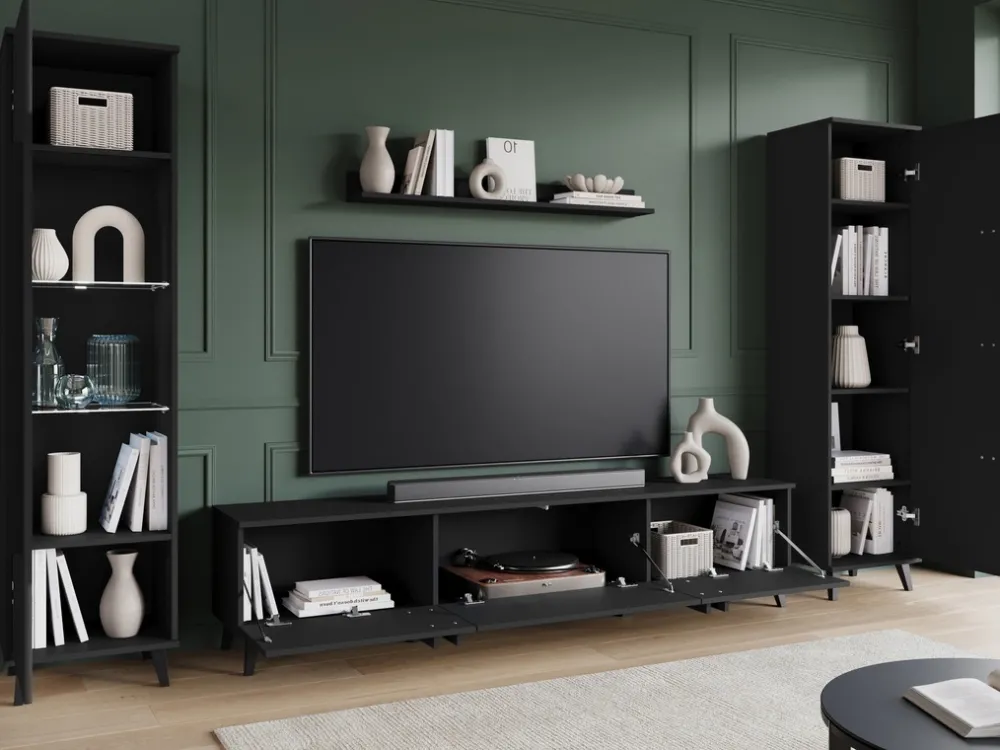 Zestawy Mebli Do Salonu|Meblościanki>BRATEX Meblościanka do pokoju nowoczesna HOMELY II czarny grafit