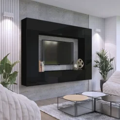 Zestawy Mebli Do Salonu|Meblościanki></noscript>BROMARKT Meblościanka do salonu połysk PREMIUM czarny