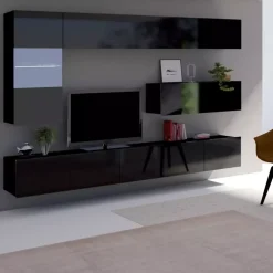 Meblościanki>GiB Meble Meblościanka do salonu połysk MODERN 4 czarny