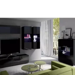 Zestawy Mebli Młodzieżowych>GiB Meble Meblościanka do salonu połysk MODERN 6 czarny