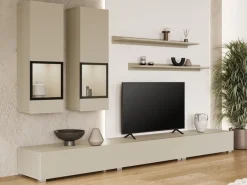 Zestawy Mebli Do Salonu|Meblościanki>Helvetia Meblościanka do salonu kaszmir BARRET beż jasny