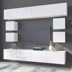 Zestawy Mebli Do Salonu|Zestawy Mebli Młodzieżowych>GiB Meble Meblościanka do salonu pokoju w m połysku MODERN 16 biały