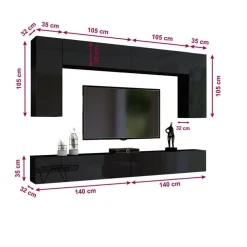 Meblościanki|Zestawy Mebli Do Salonu>BROMARKT Meblościanka do salonu PREMIUM czarny