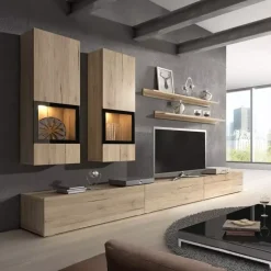 Zestawy Mebli Do Salonu|Meblościanki>Helvetia Meblościanka do salonu BARRET san remo jasne