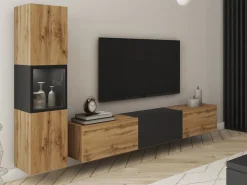 Meblościanki|Zestawy Mebli Do Salonu>BRATEX Meblościanka do salonu wotan czarny grafit BRAVIN