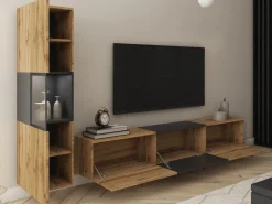 Meblościanki|Zestawy Mebli Do Salonu>BRATEX Meblościanka do salonu wotan czarny grafit BRAVIN