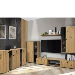 Meblościanki>Lempert Meblościanka do salonu z komodą KUBA dąb artisan