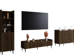 Zestawy Mebli Do Salonu|Meblościanki>JUREK Meblościanka do salonu z regałem i komodą ASPERO orzech