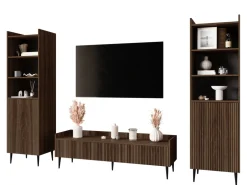 Meblościanki|Zestawy Mebli Do Salonu>JUREK Meblościanka do salonu z szafką RTV i regałami ASPERO orzech