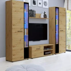 Meblościanki>Meblohand Meblościanka Komoda RTV Witryna Cube XL dąb artisan