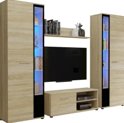 Meblościanki></noscript>Meblohand Meblościanka Komoda RTV Witryna Cube XL dąb sonoma