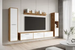 Meblościanki>BRATEX Meblościanka pod telewizor do salonu BUENO biały połysk