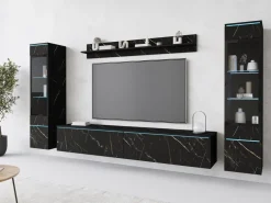 Meblościanki>BRATEX Meblościanka RTV do nowoczesnego salonu marmur VELLORE XL san sebastian