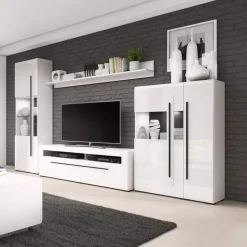 Zestawy Mebli Do Salonu>Helvetia Meblościanka TELOS połysk biały