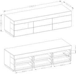 Zestawy Mebli Do Salonu|Meblościanki></noscript>Helvetia Meblościanka w białym połysku 280 cm KOBE