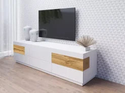 Zestawy Mebli Do Salonu|Meblościanki></noscript>Helvetia Meblościanka w białym połysku 280 cm KOBE