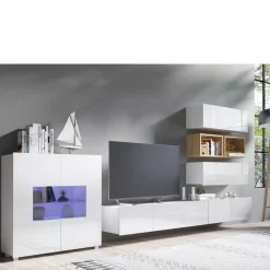 Zestawy Mebli Młodzieżowych|Meblościanki>GiB Meble Meblościanka z komodą biały połysk MODERN 28