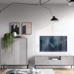 Meblościanki|Zestawy Mebli Do Salonu>PIASKI Meblościanka z komodą do salonu AVANTI szary